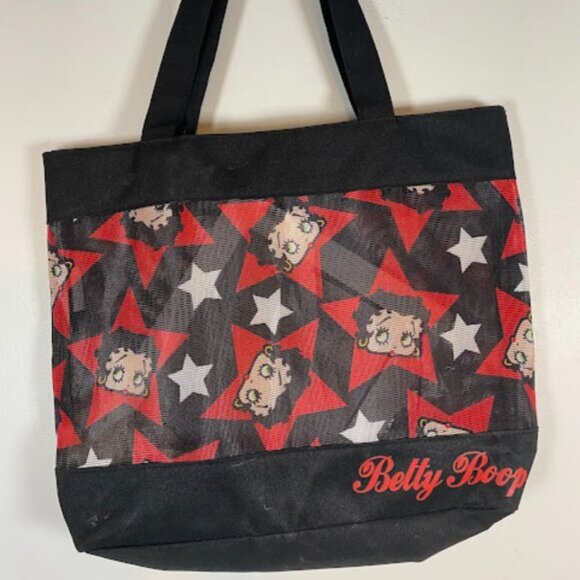 Betty Boop Women's Black Red White Handbag Tote Bag - Picture 5 of 8